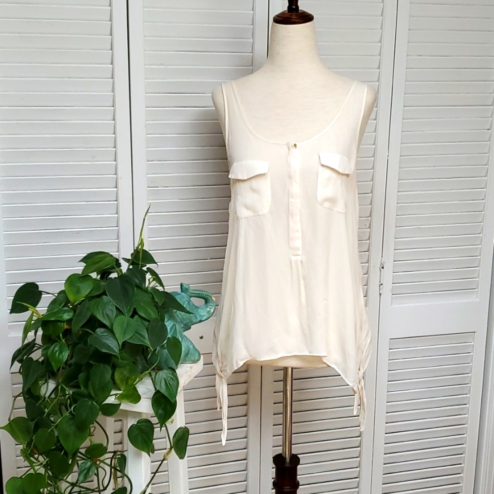 Leifsdottir Anthropologie Size 4 Silk Sleevless Top With Criss-cross Str…